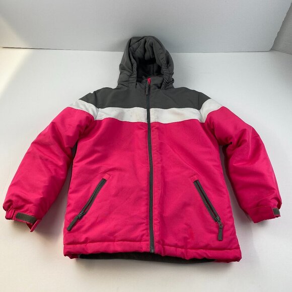 Roebuck & Co youth pink puffer with hood Comfort pre owned Big Kids‎ Size Medium - Picture 1 of 16